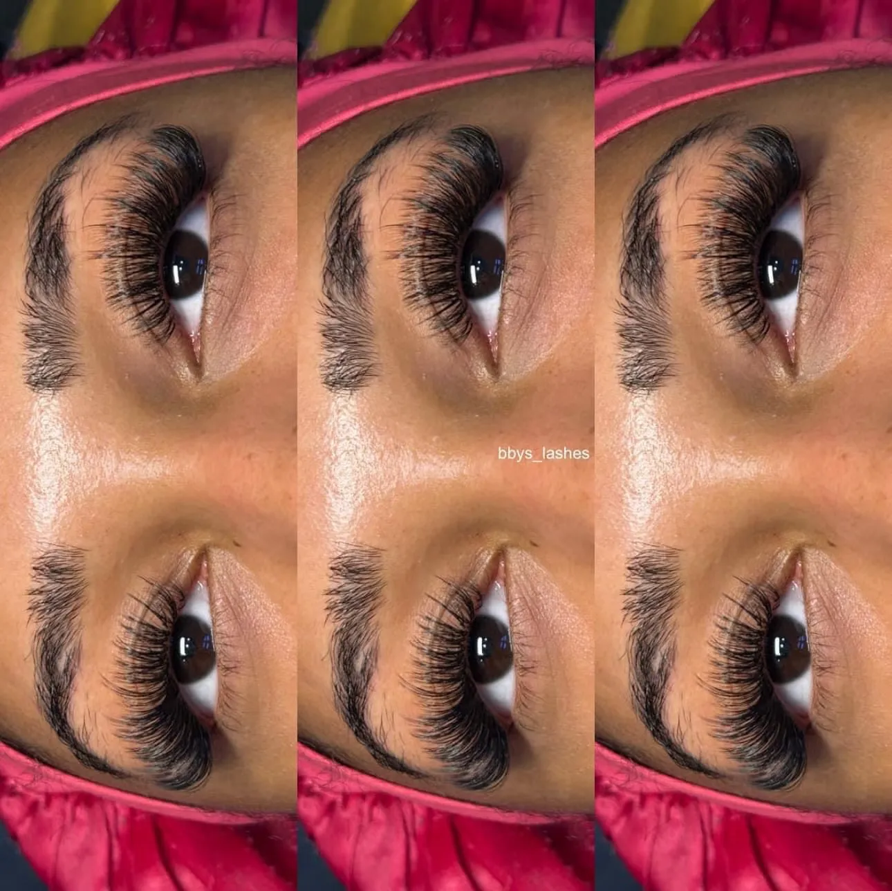 Lash set collage by BY BBYS, lash and nail studio in Kelham Island, Sheffield, close-up of both eyes