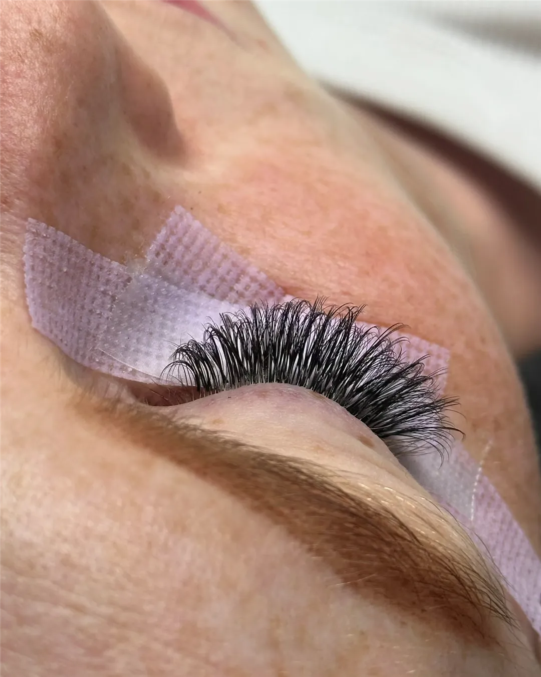 Lash close-up by BY BBYS, lash and nail studio in Kelham Island, Sheffield, side view during the appointment