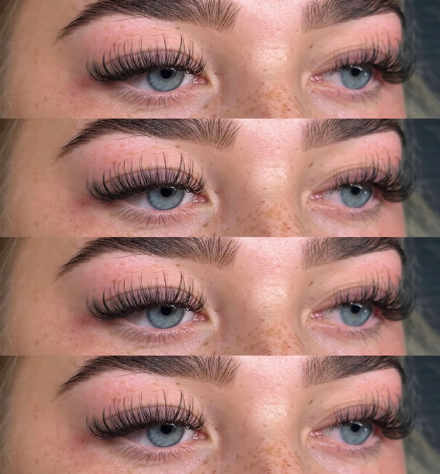 Lash set on both eyes by BY BBYS, lash and nail studio in Kelham Island, Sheffield, stacked views